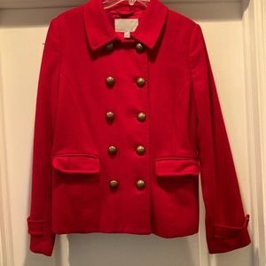 ❤️💚Old Navy women’s coat sz M red double breasted wool/rayon